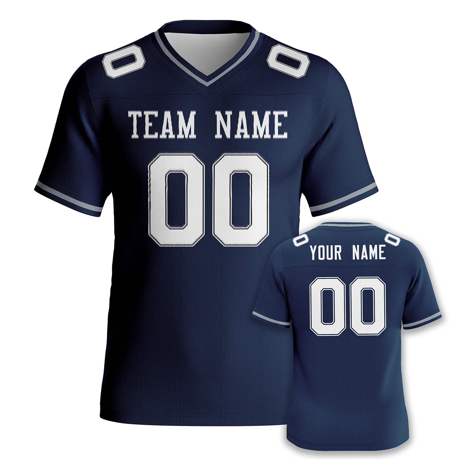 قميص كرة القدم الأمريكية المخصص لكرة القدم باللون الكحلي مع اسم رقم فريق كرة القدم للرجال والنساء والشباب والأطفال