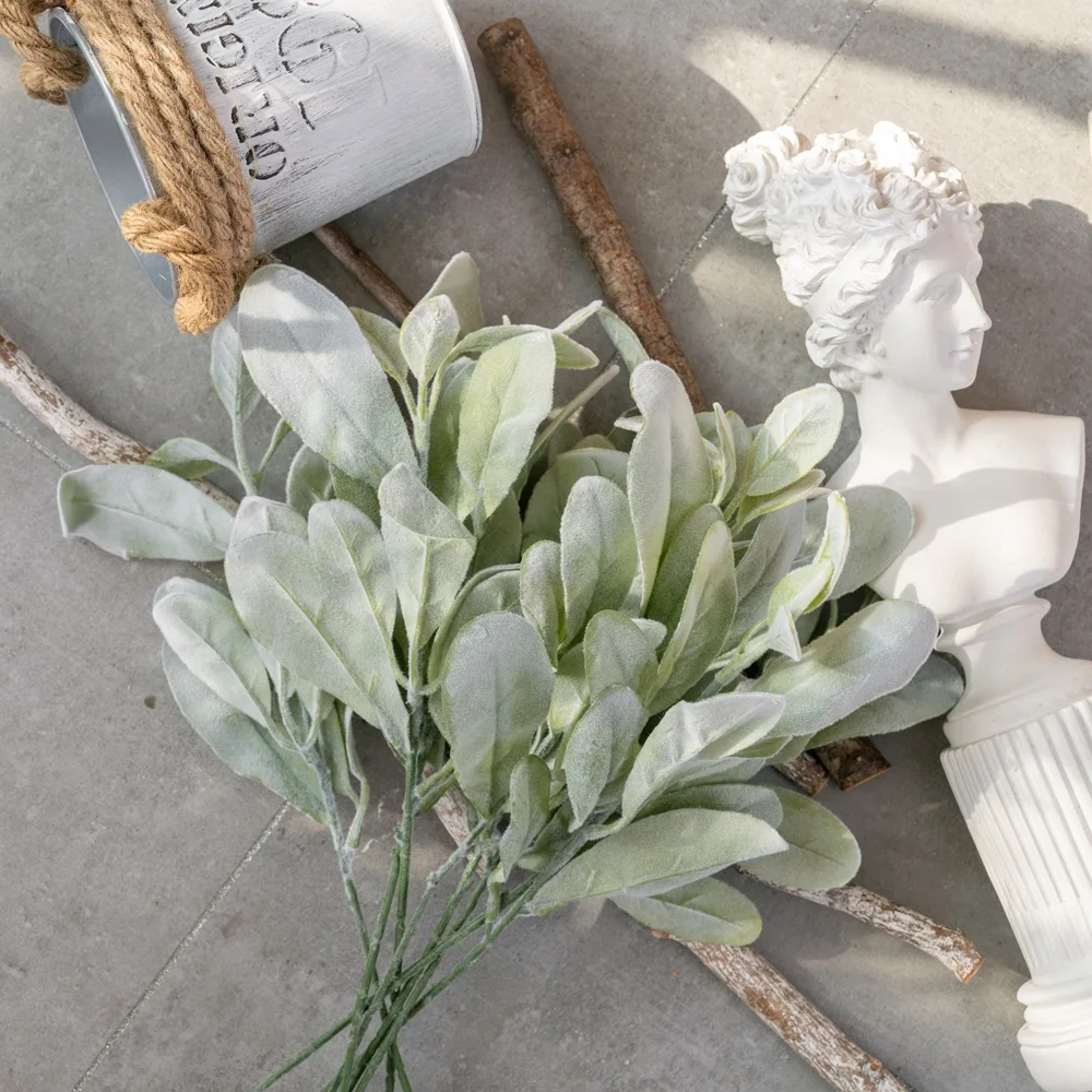 

37cm Simulated Single Branch Betony Leaf Green Pseudoplant Aesthetic Room Decor Vases Accessories Garden Decoration Outdoor