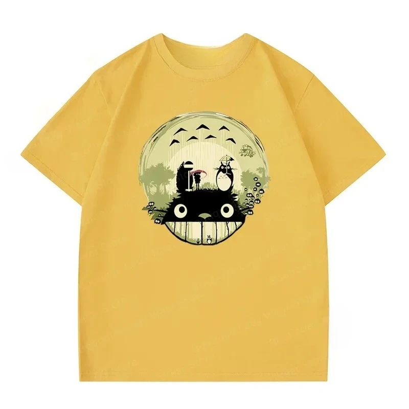 Miyazaki Totoro, marca de moda de verano, camiseta de manga corta para mujer, camiseta de manga corta estilo Y2K para parejas y mujeres