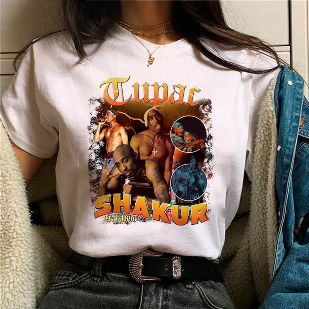 Tupac t-shirts women streetwear Tee girl y2k clothes