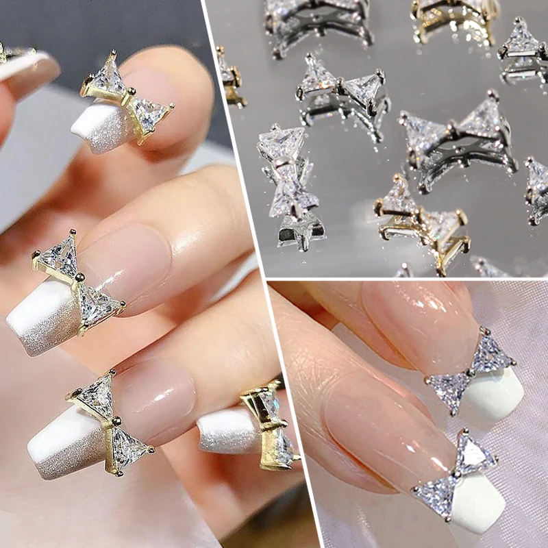 1 Stück Bowknot Legierung Nail Art Charme 3d Gold Silber Metall Französisch Maniküre Nagel Zubehör