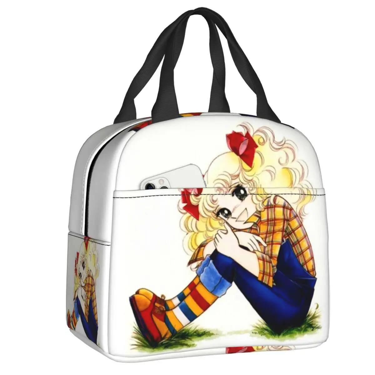 Niestandardowe cukierki cukierki Anime Manga pudełko na drugie śniadanie wielokrotnego użytku dla kobiet wodoodporna lodówka termiczna izolowana torba na Lunch do pracy w biurze