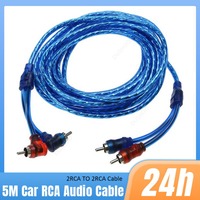 1PCS 5m Car Modified Dual RCA to RCA Audio Cable Pure Copper Car Audio Power Amplifier Cable Automotive Electronics Accessories