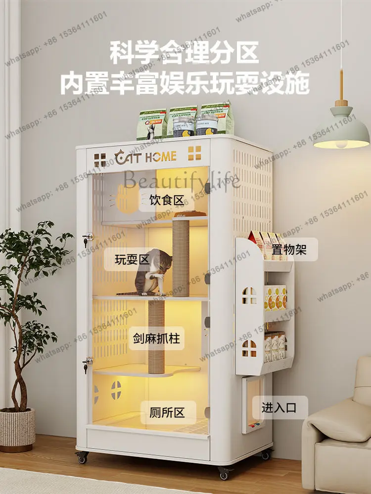 Cat villa household solid wood indoor toilet integrated large space luxury cat cabinet