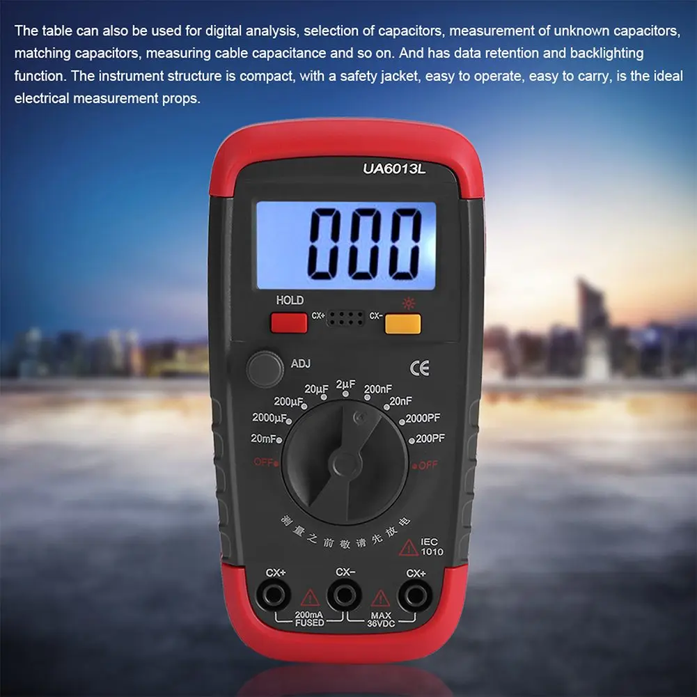 6013L Capacitance Meter for Electrical Testing Featuring 26 mm Digit Height for maximum Display 1999 and Low Battery Indicator