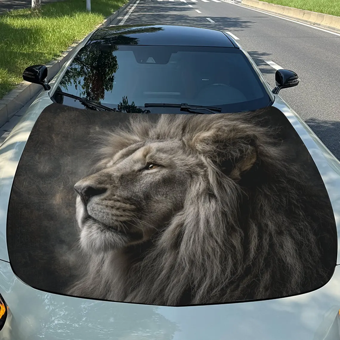 

Car Decals Lion with a Lifelike, Realistic - style Artistic Appearance, Showcasing a Serene and Majestic Demeanor Car Hood Stick
