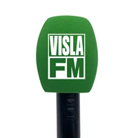 Cubiertas de impresión de espuma para micrófono flocado personalizado, parabrisas con logotipo de micrófono, parabrisas de esponja para estaciones de TV, entrevista de reporteros