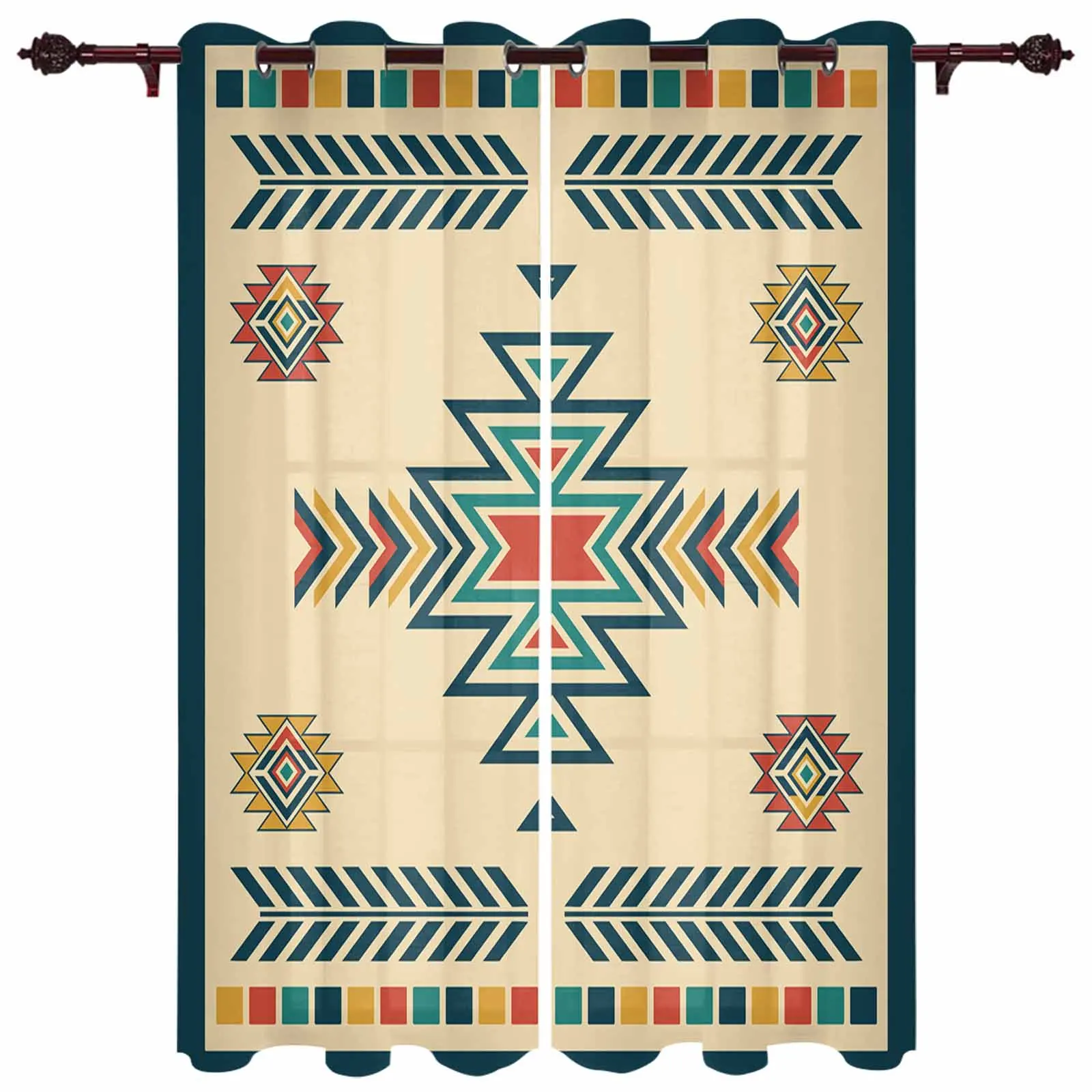 

Bohemian Aztec Rural Farmhouse Modern Window Curtains for Living Room Bedroom Curtain Kitchen Treatment Blinds Drapes