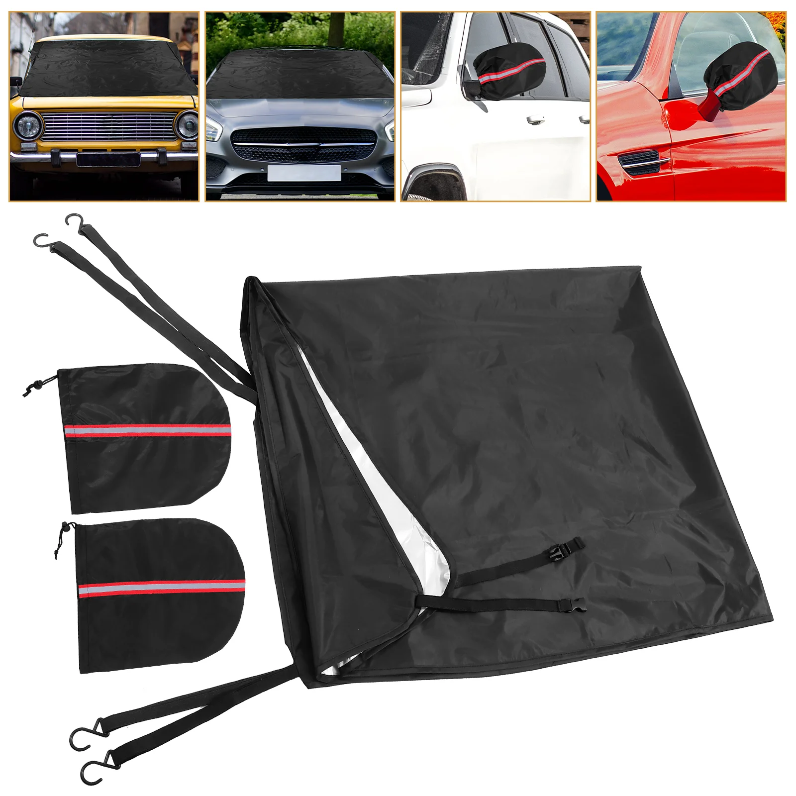 3pcs 205x150cm Car Windshield Cover Anti Water Mist Fog Coating  Rainproof Rearview Mirror Cover (1 Front Cover + 2 Rearview Cov