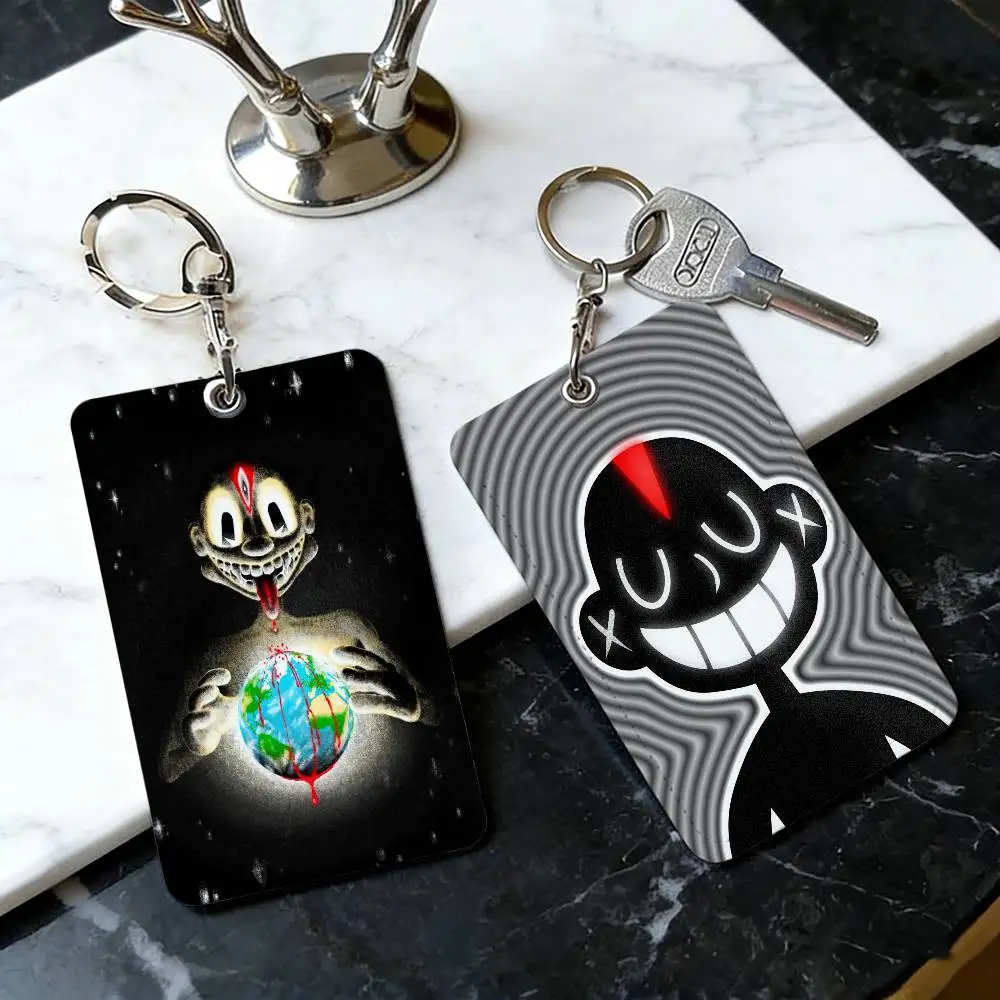 L-Lil Darkie Rapper Multi-functional card holder Antirust Keychain PU ID Card Pass Youth Faion Card Holder