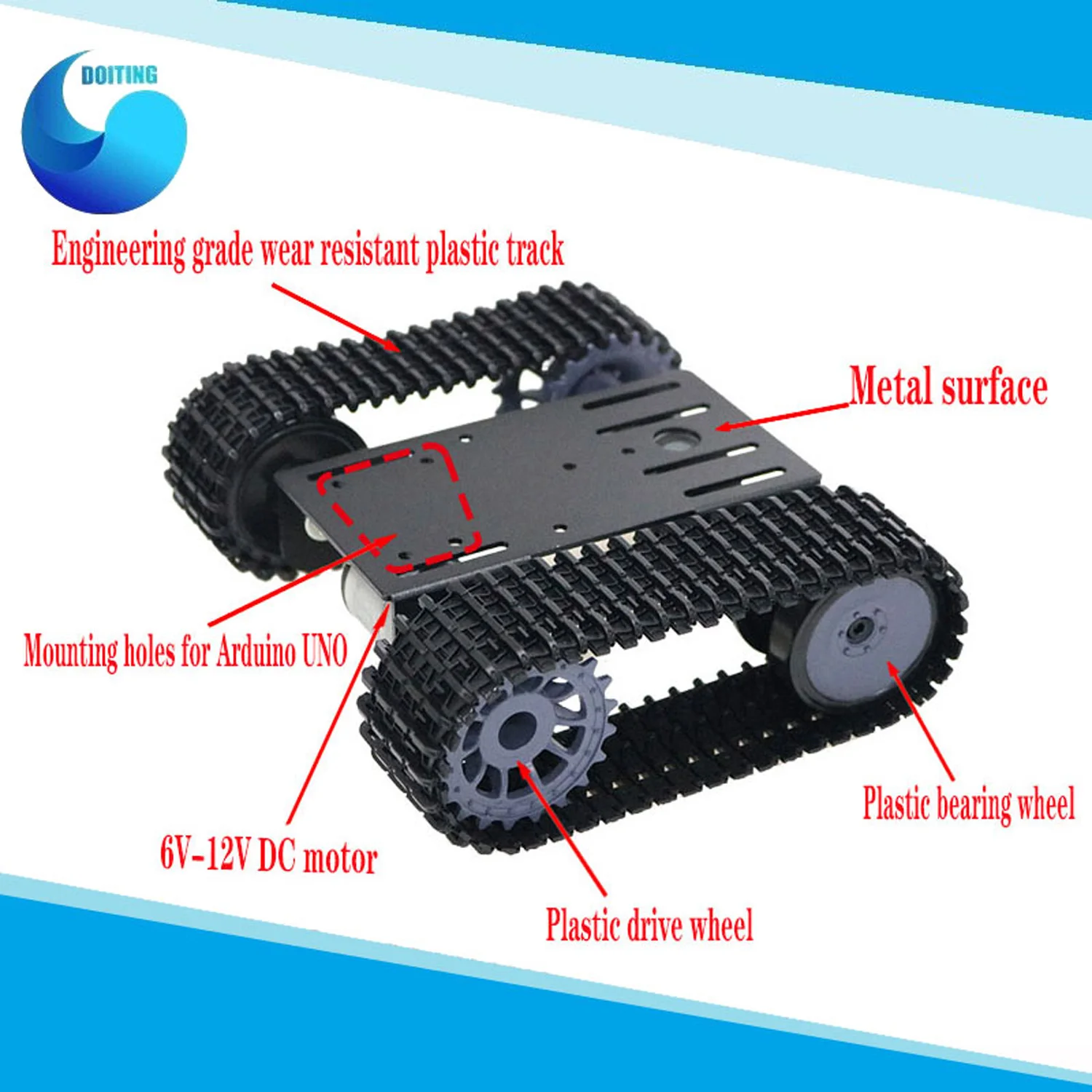 

TP101 Smart Tank Chassis Tracked Chassis Remote Control Platform with Dual DC Motor for Arduino DOIT 2018 New Arrival