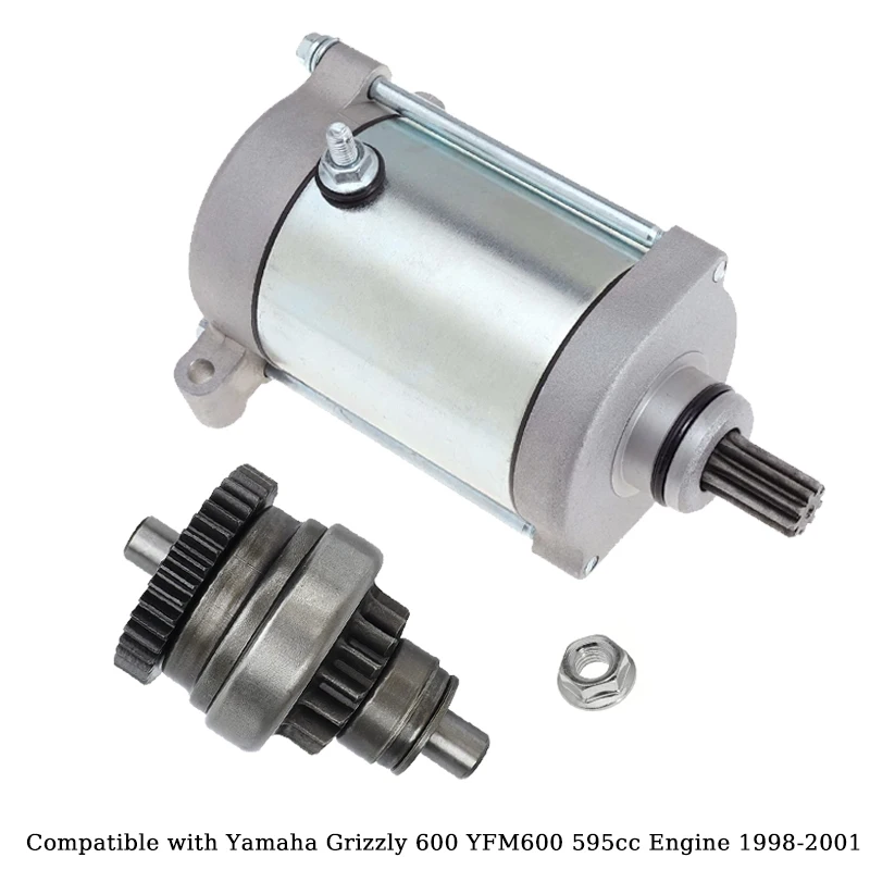 

18759 Starter Motor & Drive Bendix Replace For Yamaha Grizzly 600 YFM600 595cc Engine 1998-2001 4WV-81890-00-00 4WV-15650-02-00