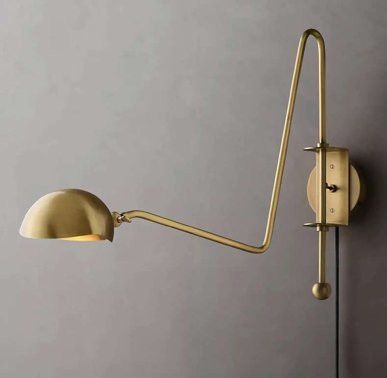 American Copper Wall Light Gold Black Plug Adapter