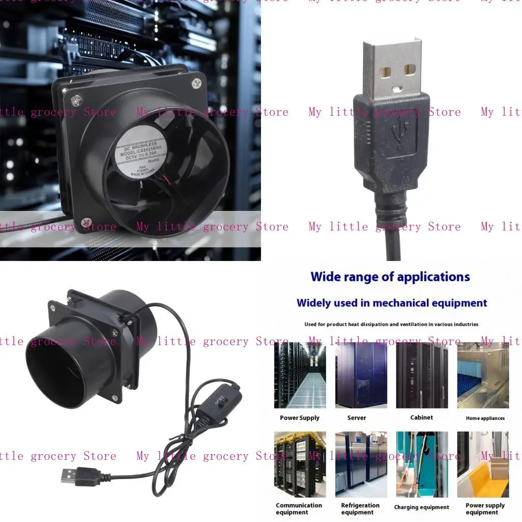 Picture 3: Low Noise 8025 USB Fan 75mm Duct Connection 3 Speed Settings Maintenance Less