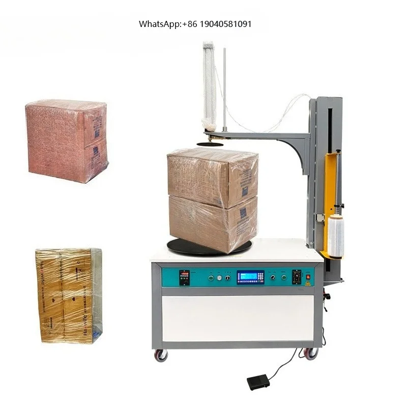 Small Top Press Carton Box Stretch Film Wrapping Machine Plastic Pallet Winding Machine