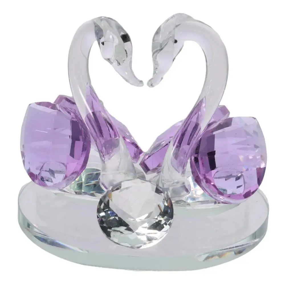 Beautiful Glass Home Decoration, Cute Swan Statue, Home Decoration, Dining Table Family Collection Gift, Home Crystal Decoration view 2