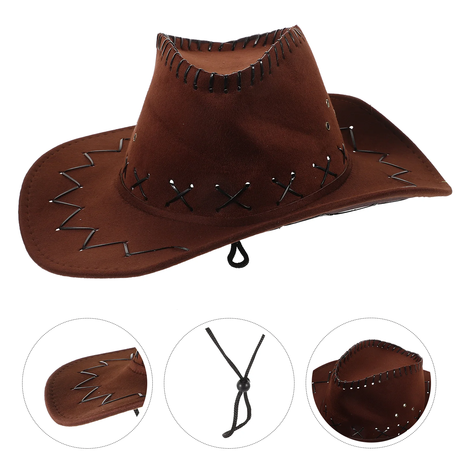 

Casual Western Hat Cowgirls Children Hat Artificial Suede Wide Brim Leisure Halloween Children Hat(Brown Children)