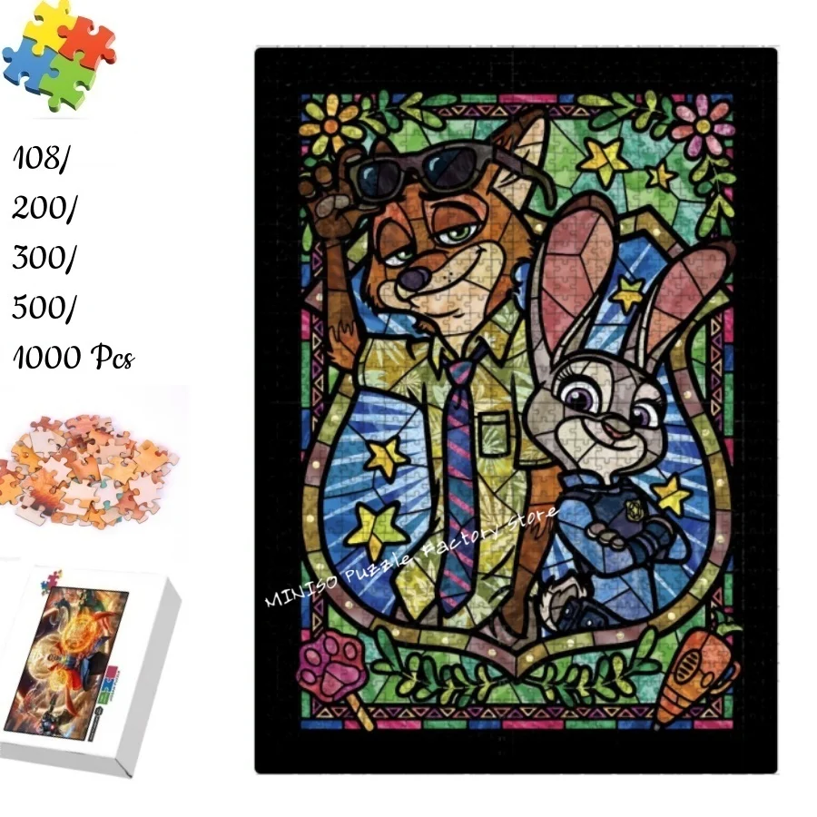 

Disney Film Zootopia Puzzles Figures Wooden Jigsaw Puzzle 108/200/300/500/1000 Pieces for Adults Kids Toys Difficulty Game