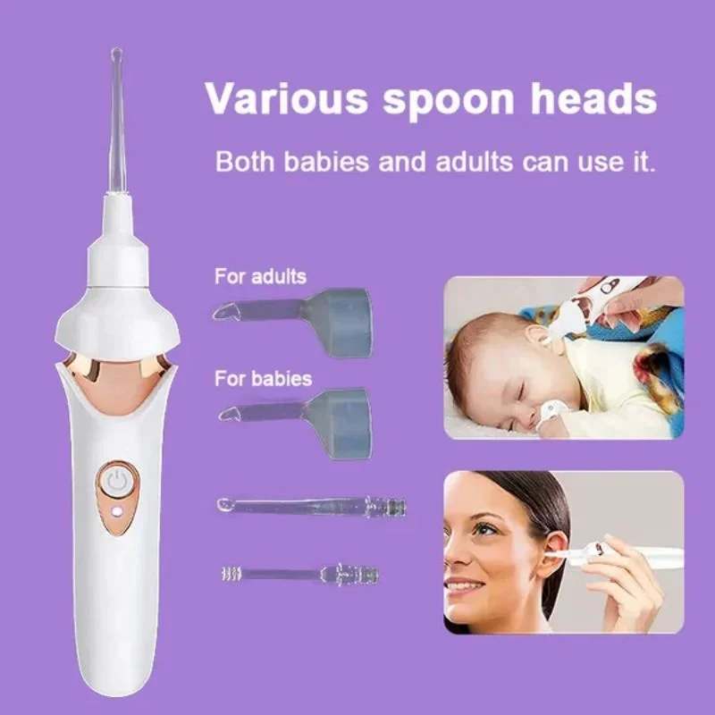 Electric Luminous Ear Pick Rechargeable Electric Ear Suction Device Painless Ear Cleaner Ear Wax Removal with Light Ear Care