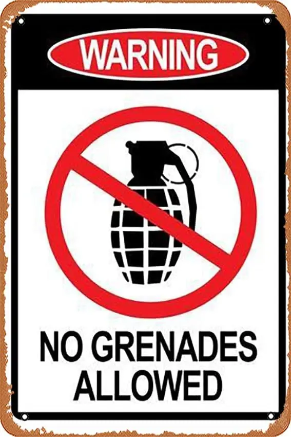 Metal Tin Sign 8 X 12 Inch - Jersey Shore No Grenades Allowed - Poster Metal Plaque Cafe, Bar, Home Wall Decor, lirushou00873