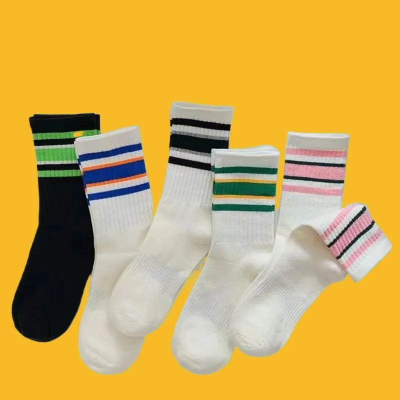 

5/10 Pairs Summer High Quality Mid-tube Women's Casual Socks Breathable Women's Socks Cotton Women Comfortable Stripe Socks