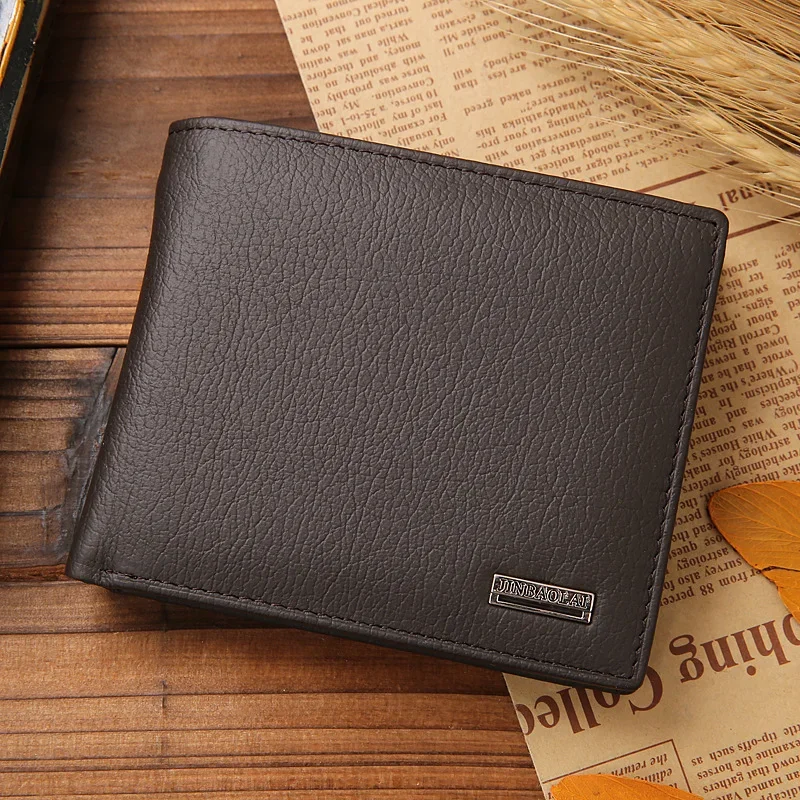 100% Genuine Leather Men Wallets Premium Product Real Cowhide Wallets for Man Short Black Walet Portefeuille Homme