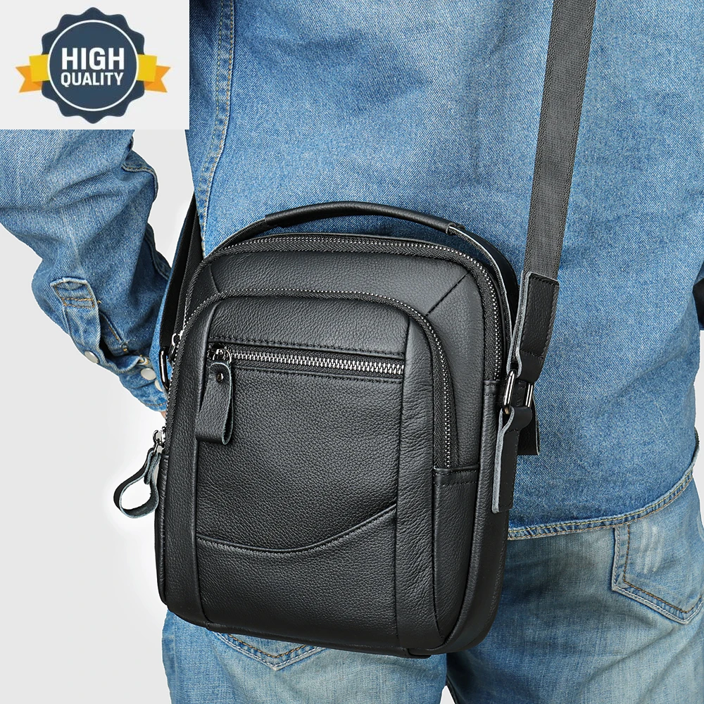 

Bags Casual Men's Genuine Leather Male Shoulder Bag Man Messenger Handbag Flap Zipper Crossbody Packet Cowhide Purse