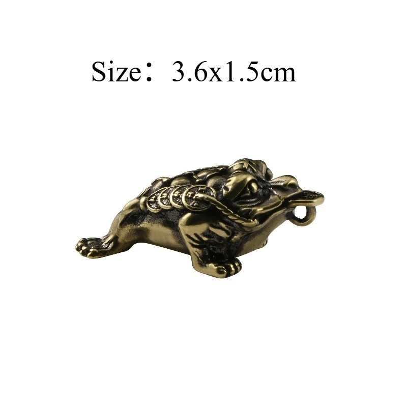 1 PC Handmade Solid Brass Golden Toad Ornament Keychain Pendant Retro Creative Animal Figurines Home Decoration Accessory Craft