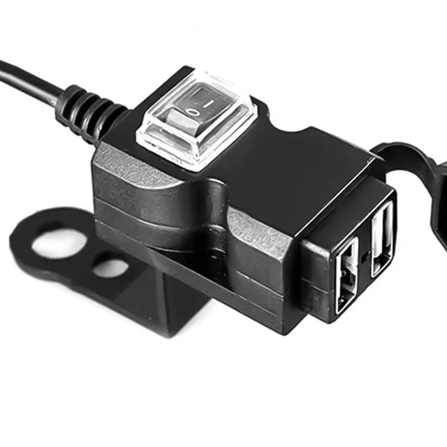 Adaptador de cargador de motocicleta, toma de fuente de alimentación para teléfono, adaptador de cargador de manillar de motocicleta USB Dual