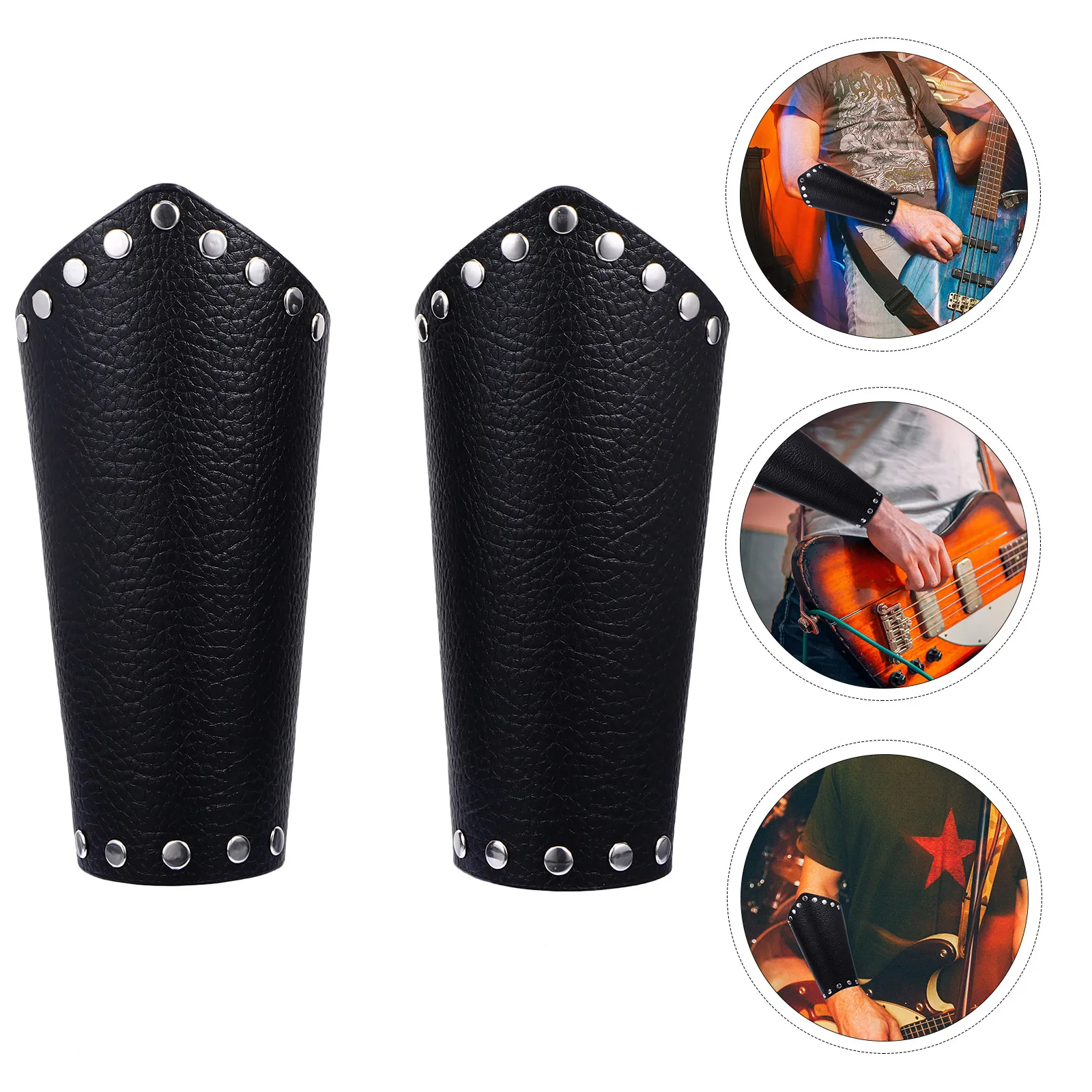 

1 Pair Medieval Pu Bracer Arm Guard Wristband For Cosplay Costume Roleplay Viking Adjustable Rivet Sturdy Wrist