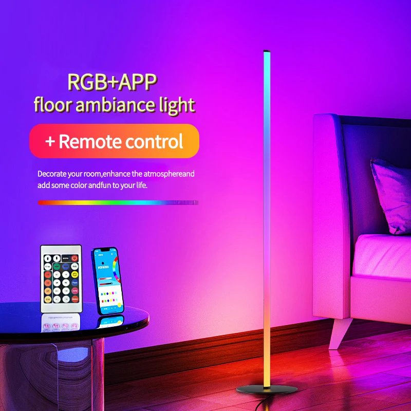 Modern Intelligent RGB Room Circular Chassis Floor Lamp USB Power LED Lamp Indoor Decoration APP Dimming Vertical Lamp