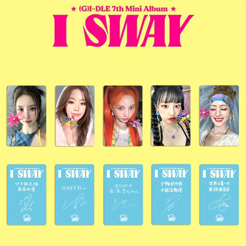 Tarjeta de Firma del álbum KPOP Gidle I SWAY LOMO, Yuqi, Minnie (G), colección de niñas, tarjeta postal de regalo, tarjeta fotográfica de I-DLE, 5 unids/set por K-POP