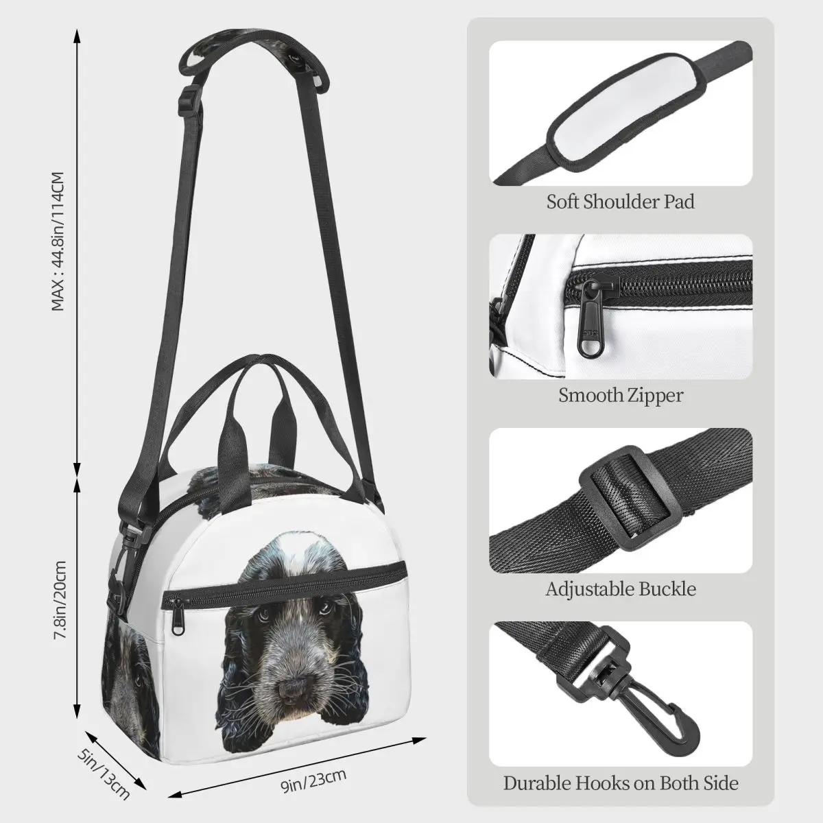 Cocker Spaniel Blue Roan Puppy Dog Lunch Bags Insulated Bento Box Portable Lunch Tote Picnic Bags Thermal Bag for Woman Office