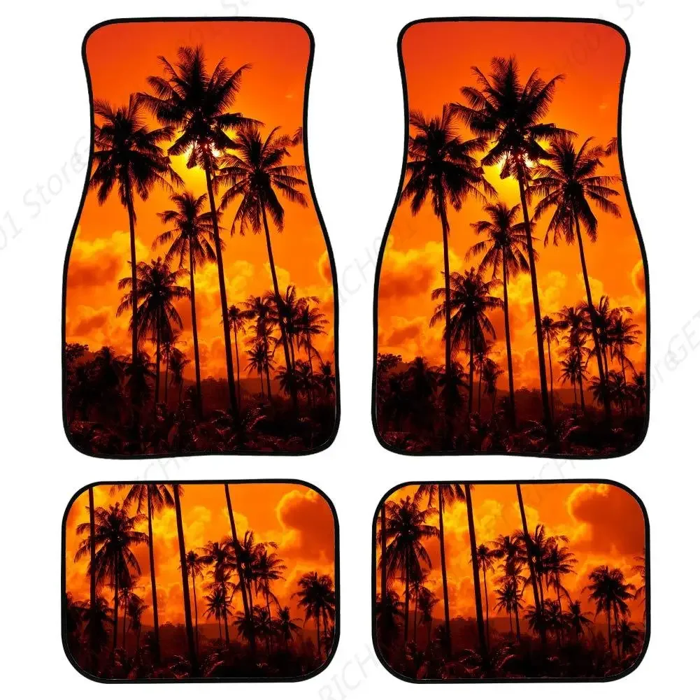 

Alfombrillas Universales Lanteras/traseras Para Automóvil, Juegos Completos 4 Piezas Para Sedanes, Camiones Suv, Palmeras Hawai