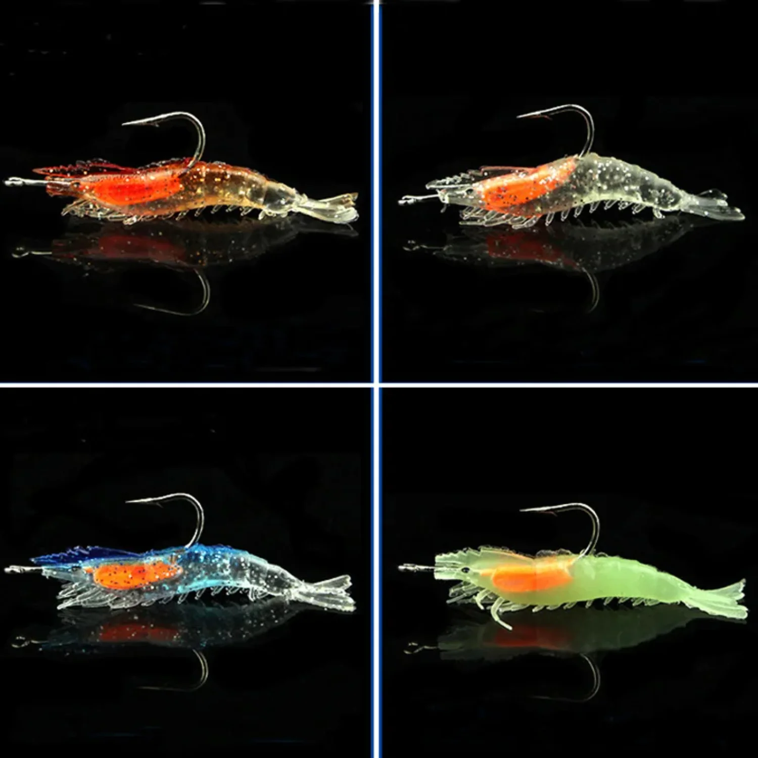 4PCS/ 6cm 3g Luminous Simulation Shrimp  Soft Bait Artificial Soft Rigs Fishing Lure Bass Sea Fishing Tackle