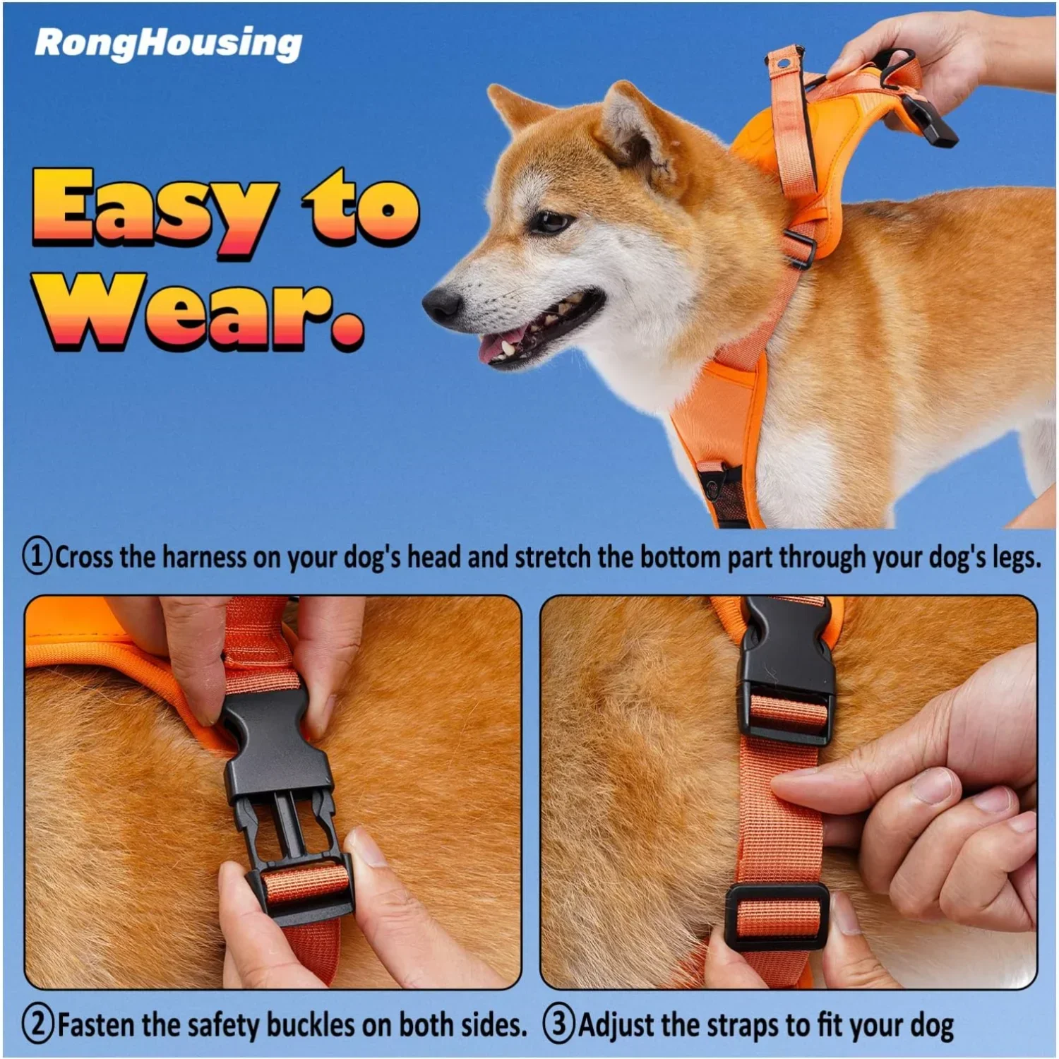 Retractable Dog Harness and Leash Set, All-in-One Automatic Anti-Burst Impact Flexible Rope, Anti-Twist Adjustable breathable br