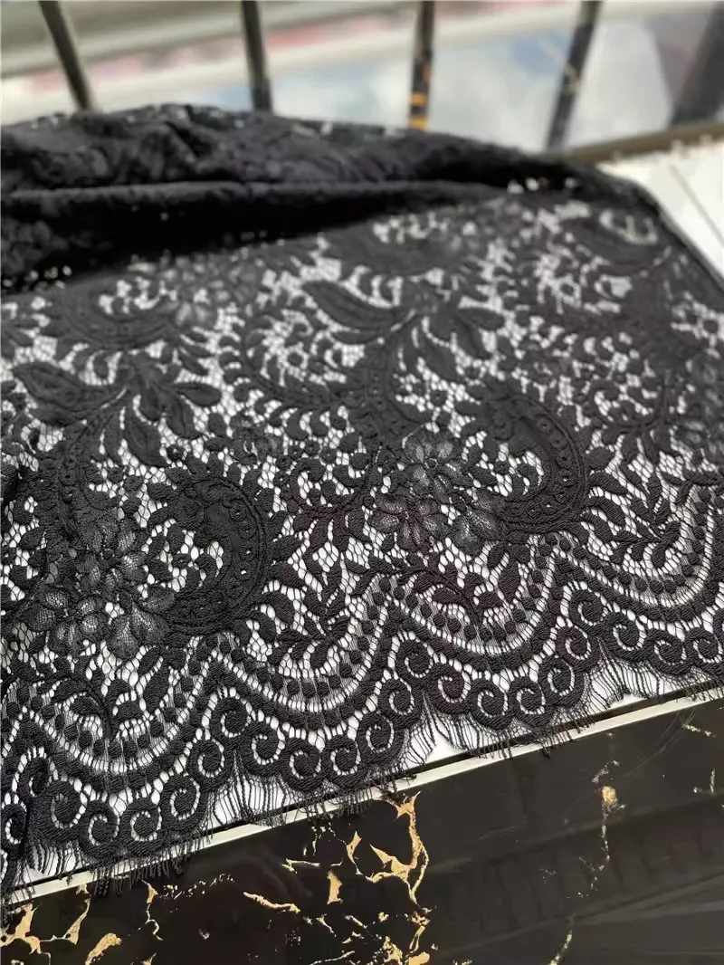 Lace Dress Fabric, Ultra Soft, Sag Black, European and American, High Quality, Wholesale Manufacturer