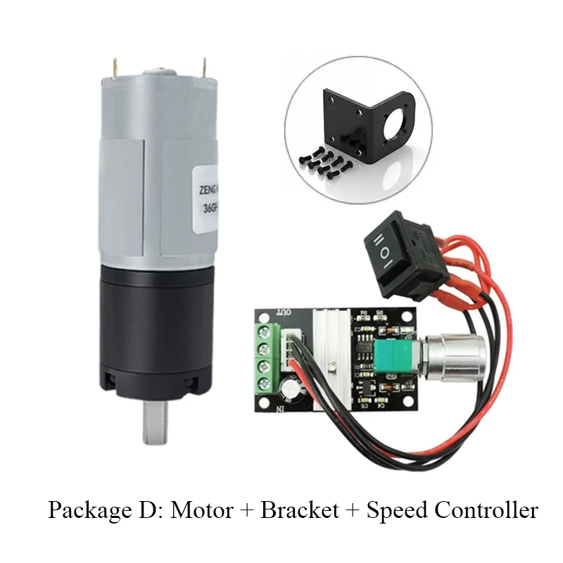 36GP-555 Planetary DC Gear Motor, 12V/24V 555 Geared Motor, 11–2160 RPM Low-Speed, High-Torque, Speed-Controlled Micro 555 Motor 4
