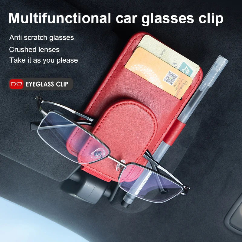 

Multifunction Car Sunglasses Holder Sun Visor Glasses Clip Card Ticket Holder Stand Fastener Pen Case Car Accessories