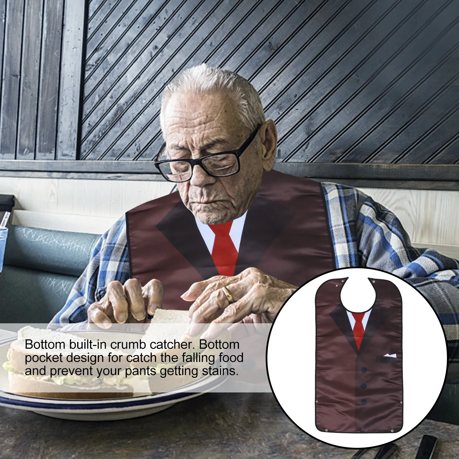 

Водонепроницаемый взрослый нагрудник с двойным слоем, легкий, гибкий, многоразовый, для пожилых людей, инвалидов, пациентов, с функцией сбора крошек, для еды