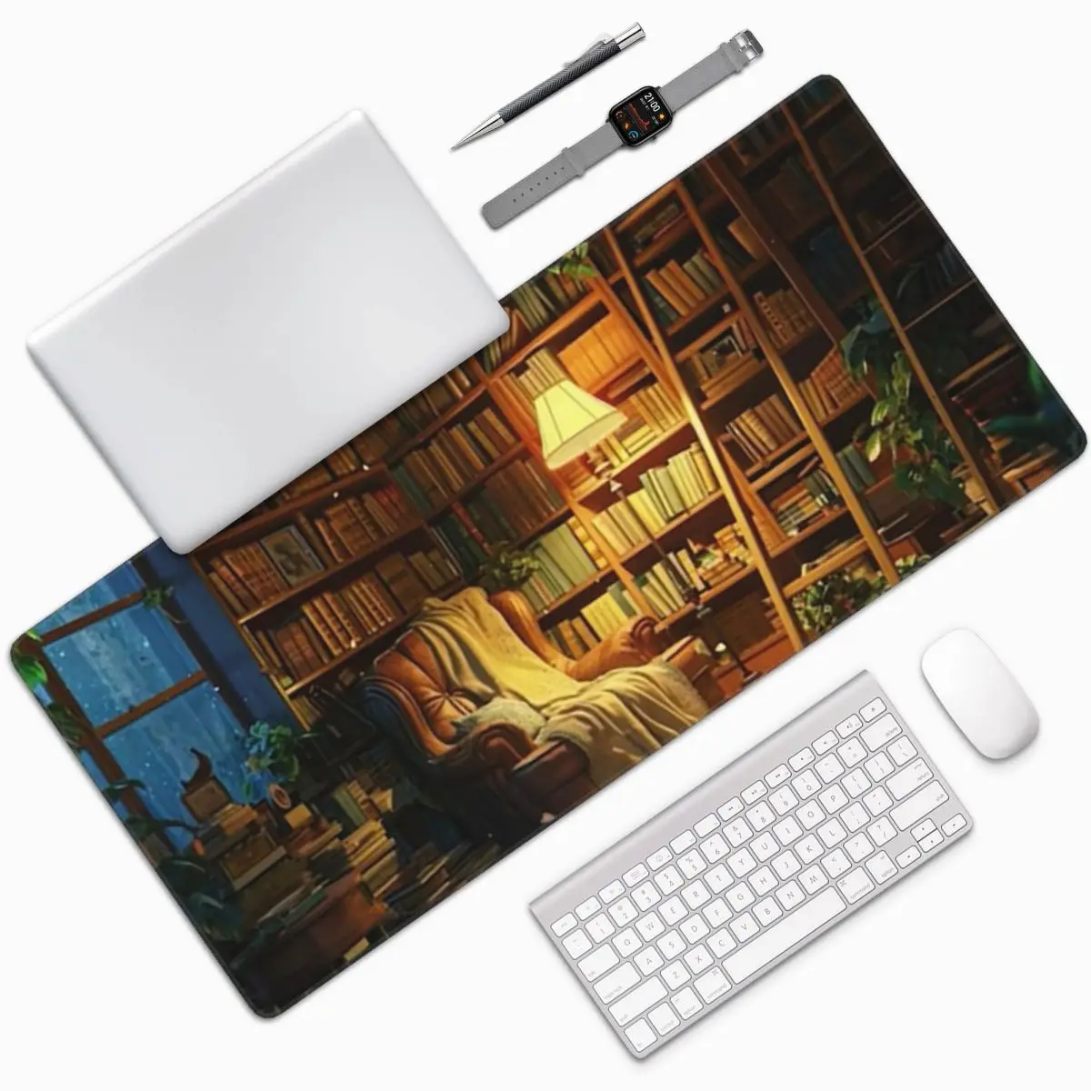 Vintage Library Themed Large Mouse Pad Computer Keyboard Mouse Mat Gamer PC Laptop Desk Mat Office Accessories Table Mats