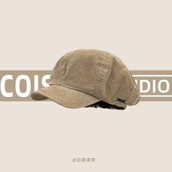 Japanese Corduroy Retro Large Edition Newsboy Cap Women's Spring and Autumn Literary Solid Color  Leisure Octagonal Painter Hat