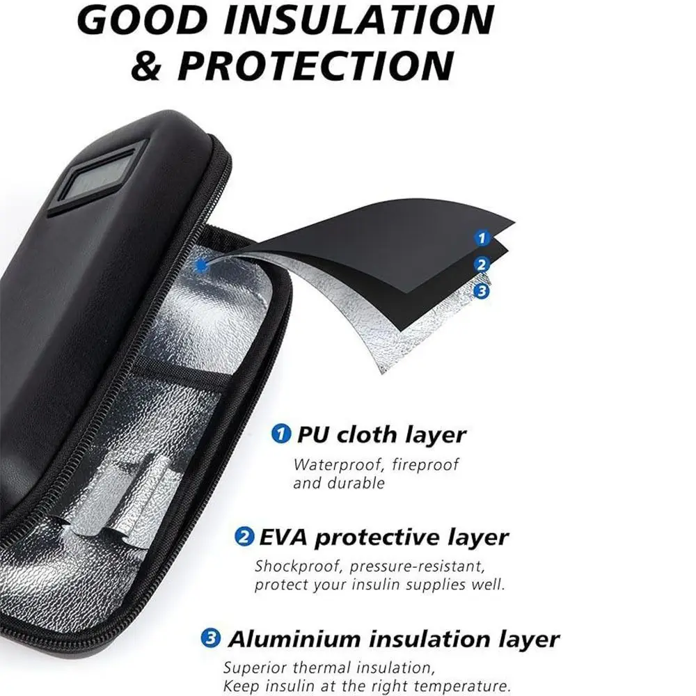 with Thermometer Display Insulin Cooler Travel Case Waterproof Thermal Insulated Refrigerated Medicine Organizer Bag