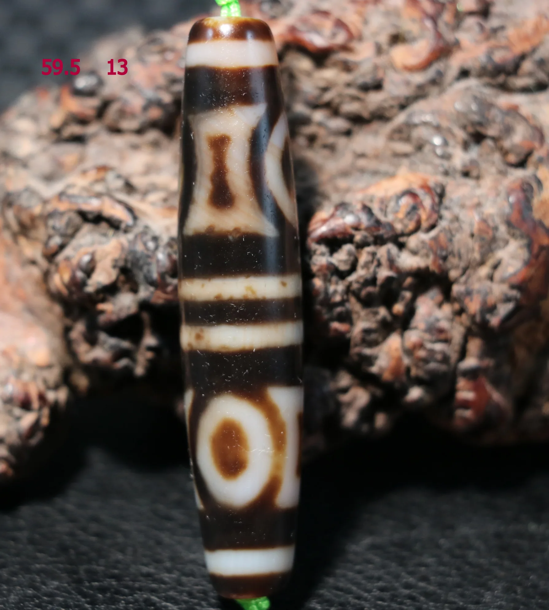 

No.210126N14 Unique Energy Tibetan Top Old Oily Agate Heaven&Earth dZi Bead Amulet Pendant 5A Rare Good Saurces