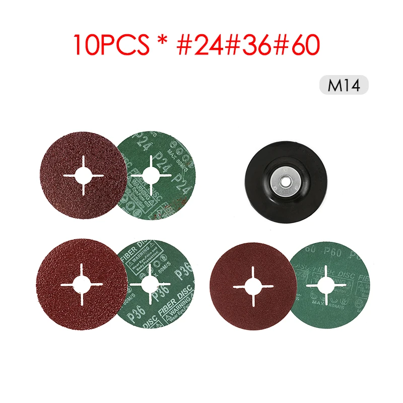 

30 шт. M14 24 # 36 # Набор из 60 абразивных листов для бумаги с перфорацией, 115 мм, с резиновой опорной подложкой, для шлифовки и полировки