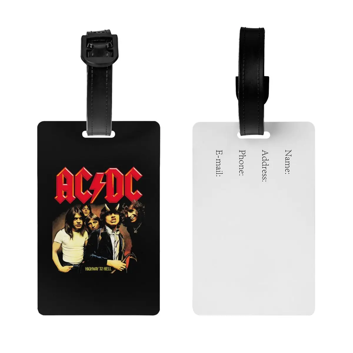 Étiquettes de bagage vintage Rock AC DC, pour valises, groupe de musique RapMetal, couverture de confidentialité, carte d'identité nominative