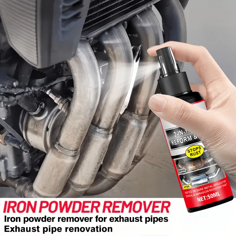 

Metal Oxide & Iron Powder Remover SprayProfessional rust remover for exhaust pipe cleaning and shine restoration. Safe formula p
