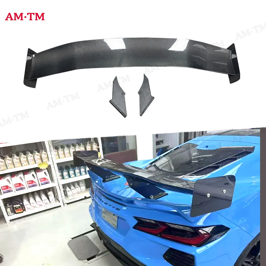 

Для Chevrolet Corvette C8 Z06 2020-2023: карбоновые задние спойлеры-плавники, направляющие крылья, заднее антикрыло, аксессуары для багажника автомобиля