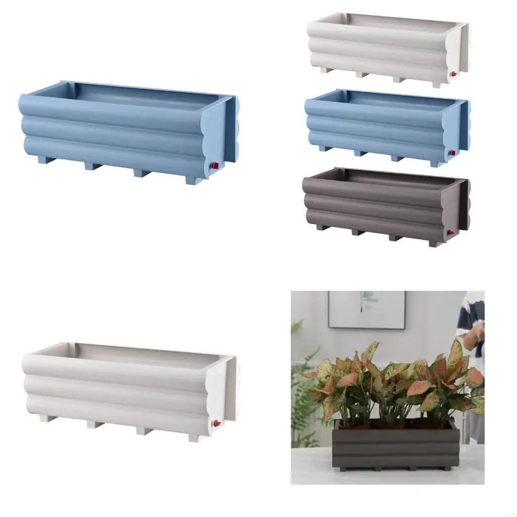 

Rectangle Flower Pot Planter Garden Box for Cactus Plants Herbs Flower C5AD