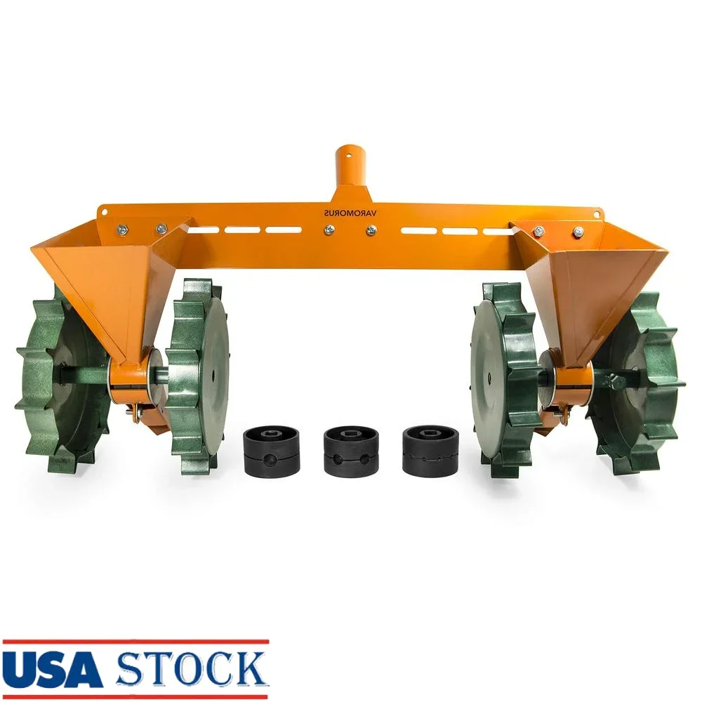 

Ручная 2-рядная сеялка для овощей, простая сборка, регулируемое расстояние ряда, быстрая посадка, универсальный металлический инструмент, кукурузные бобы, лук, редис